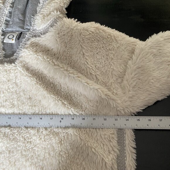 Anthropologie Akemi + Kin Teddy Sherpa Pullover L Cozy Winter Cabincore Hooded - Picture 12 of 14